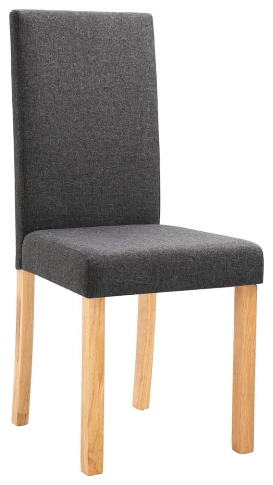 vidaXL Dining Chairs 6 Pcs Side Chair with Solid Wood Legs Dark Gray Fabric