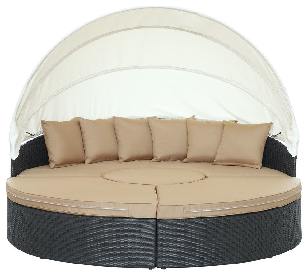 Quest Canopy Outdoor Patio Daybed, Espresso Mocha
