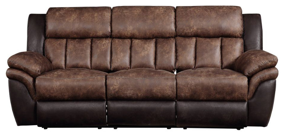 Jaylen Motion Sofa, Toffee & Espresso Polished Microfiber