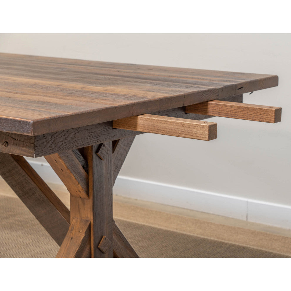 Calloway Expandable Farmhouse Dining Table, Reclaimed Barnwood, 48"x84"