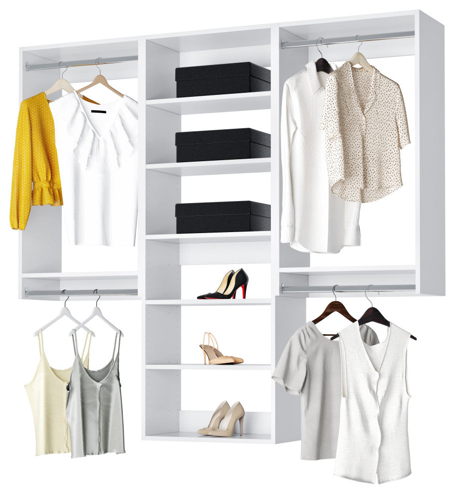 Modular Closet System Double Hanging Closet Organizer and Shelving 66"-96"