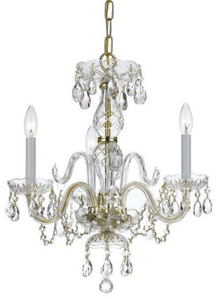 CRYSTORAMA 5044-PB-CL-I Crystal 3 Light Clear Crystal Brass Mini Chandelier