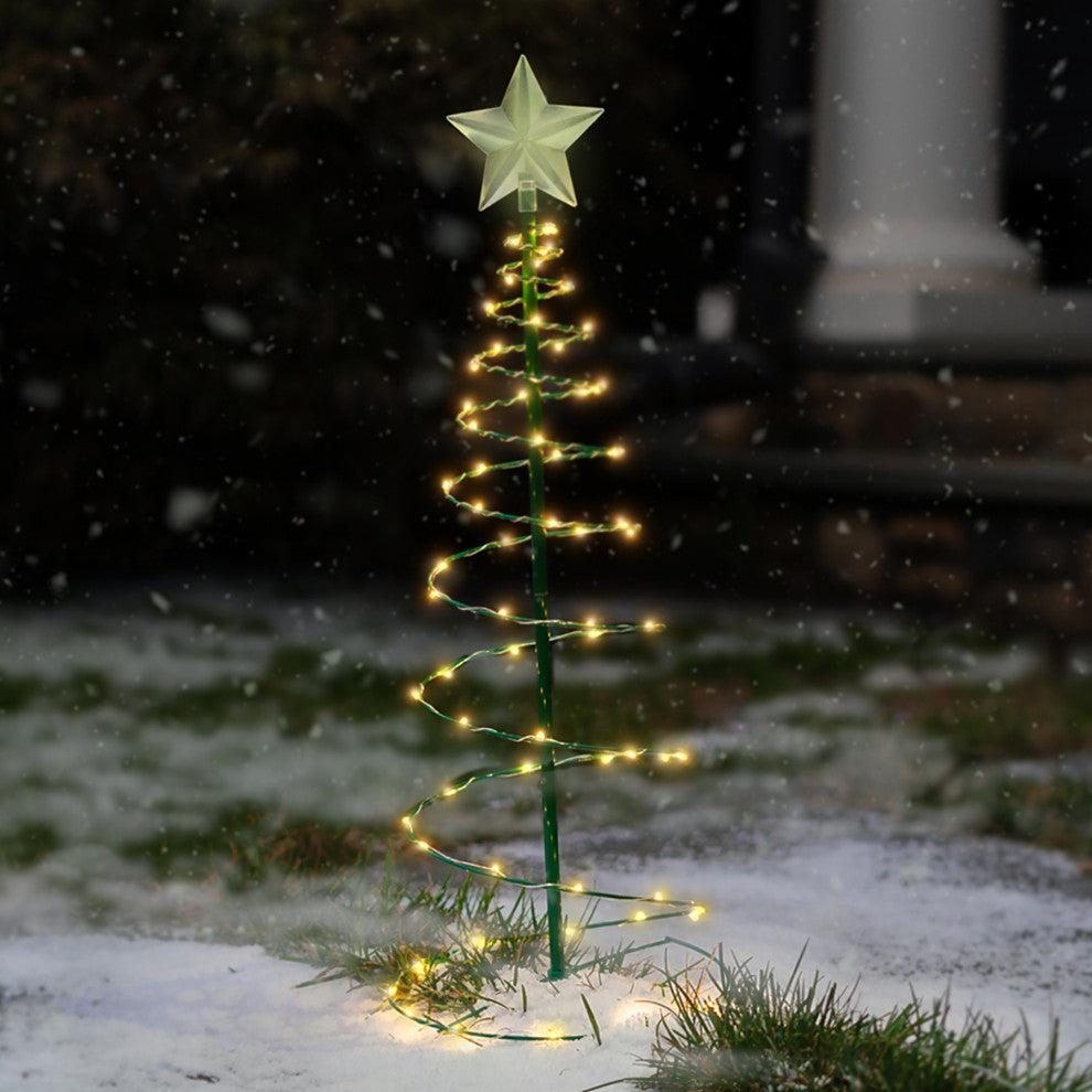 Solar LED Metal Christmas Tree Decoration, Warm White, 1 Pack