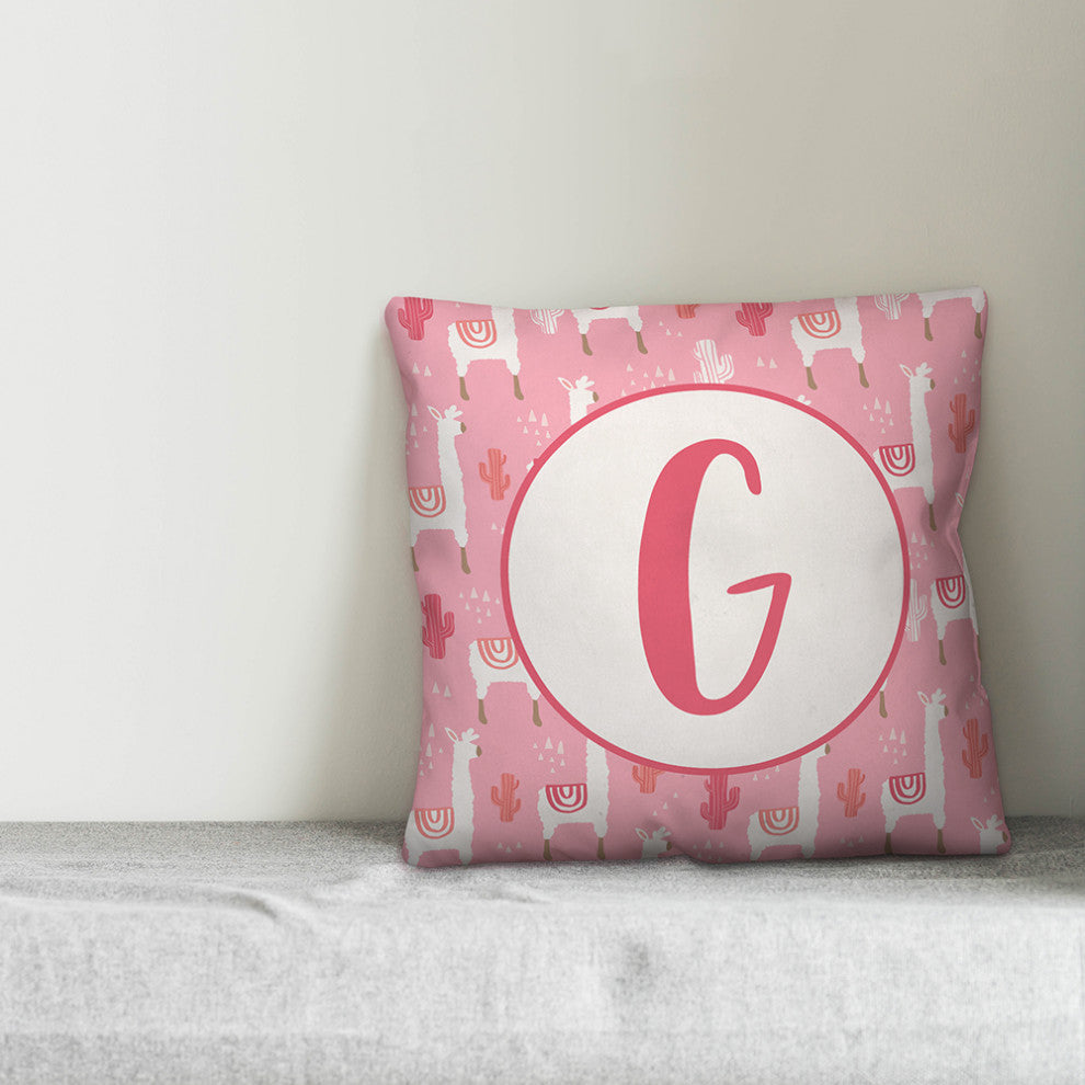 Monogram Lllama Pattern - G 16x16 Spun Poly Pillow