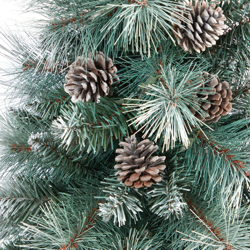 3.5' Frosted British Columbia Mountain Pine Faux Xmas Tree W/Lights, Pinecones