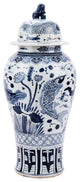 Blue And White Porcelain Fish Temple Jar Lion Lid, XL