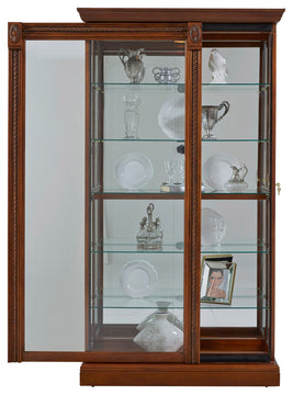 Lighted Sliding Door 5 Shelf Curio Cabinet in Cherry Brown by Pulaski Furniture