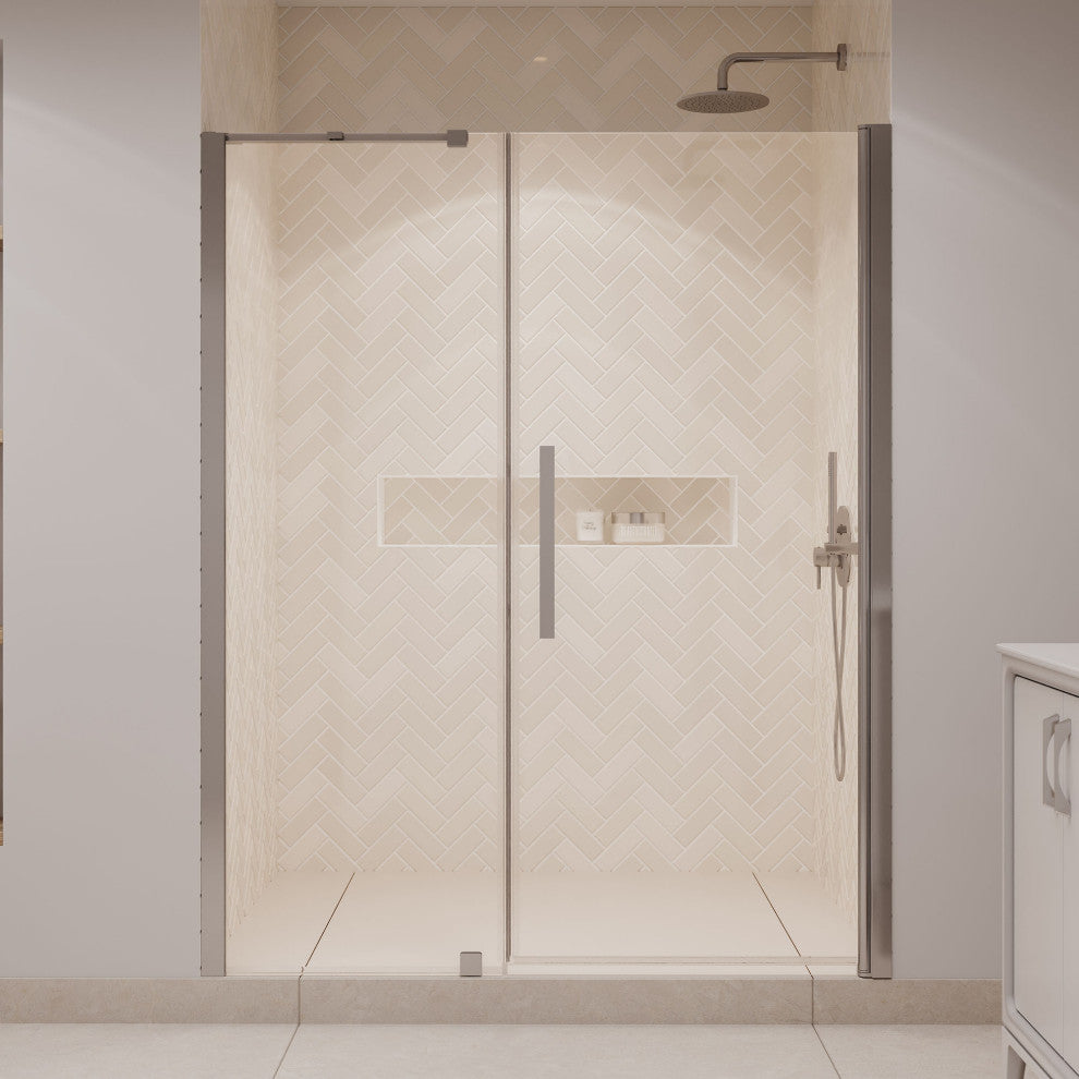 Pasadena 57 1/16-59 1/16"Wx72"H Alcove Pivot Shower Satin Nickel