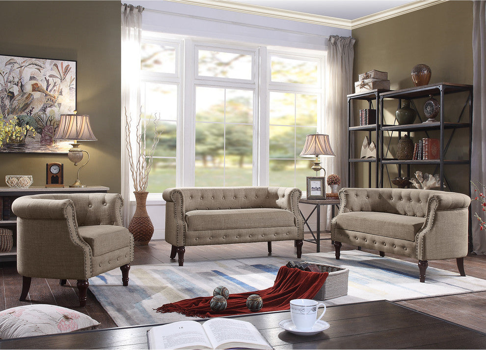Celestia 3-Piece Living Room Set, Brown