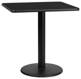 30'' Square Black Laminate Table Top with 18'' Round Table Height Base