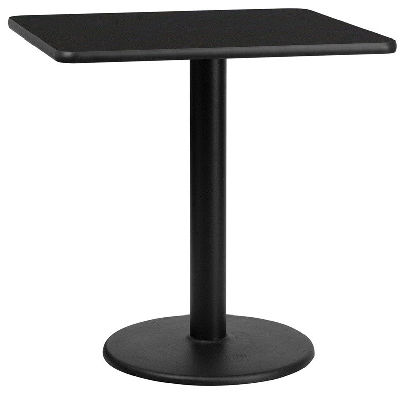 30'' Square Black Laminate Table Top with 18'' Round Table Height Base