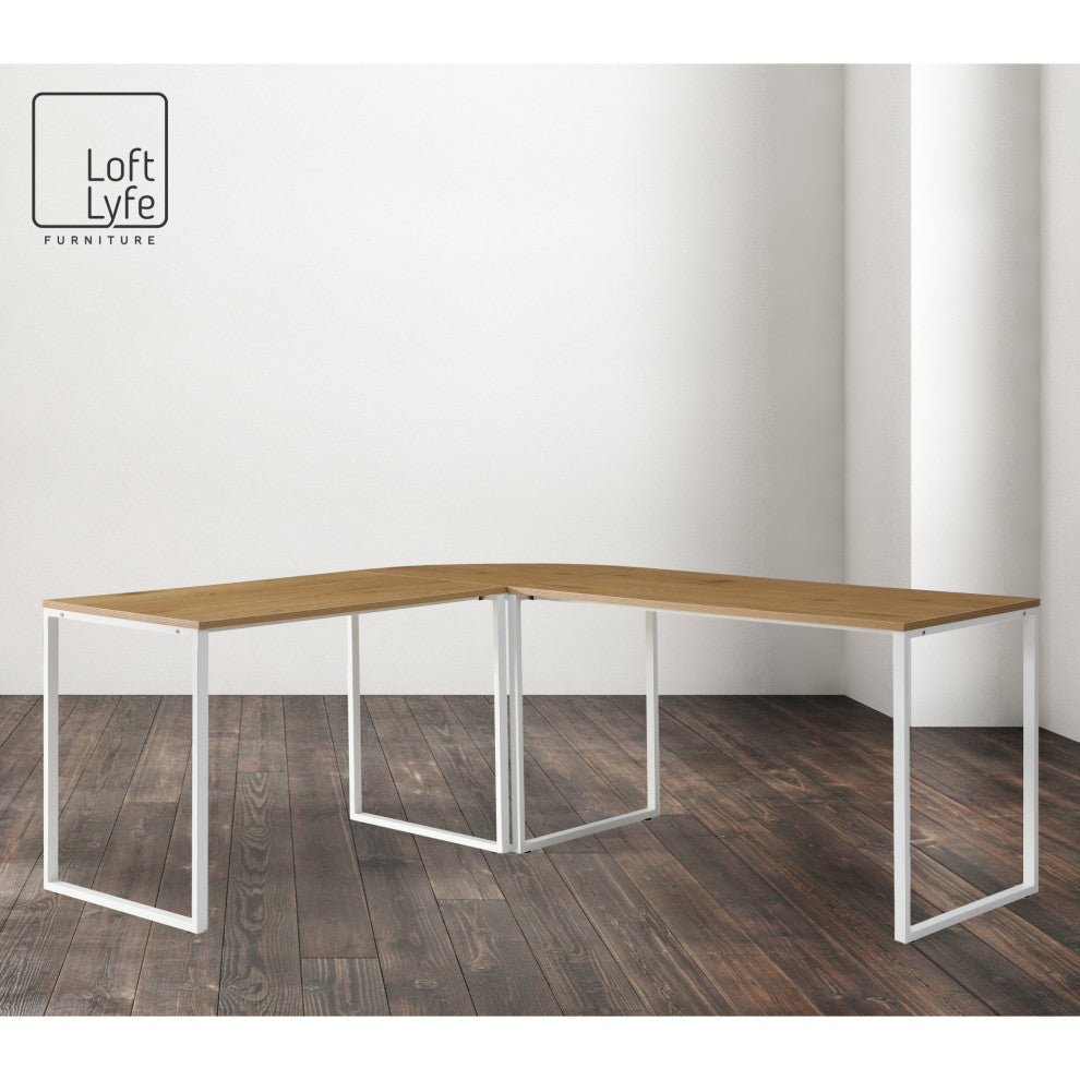 Loft Lyfe Zeus Desk, L-Shaped, Natural/White