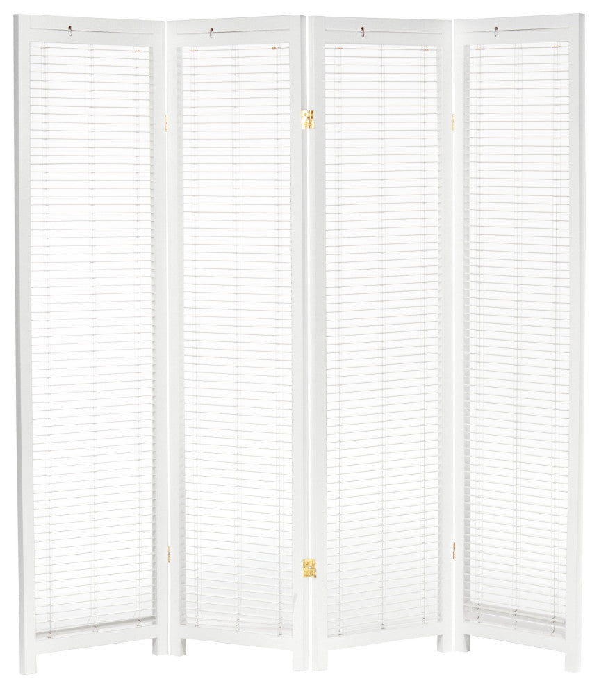 6' Tall Adjustable Shutter Room, White, 4 Panel