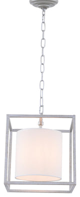 Vintage Silver Finish And White Shade 1-Light Pendant
