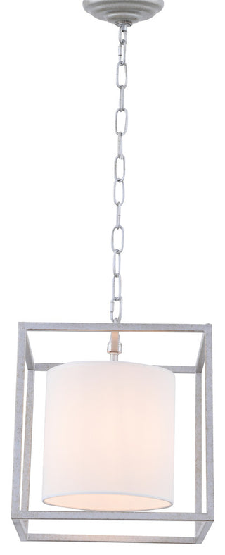 Vintage Silver Finish And White Shade 1-Light Pendant