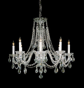 Traditional Crystal 8-Light Chandelier, Polished Brass Finish
