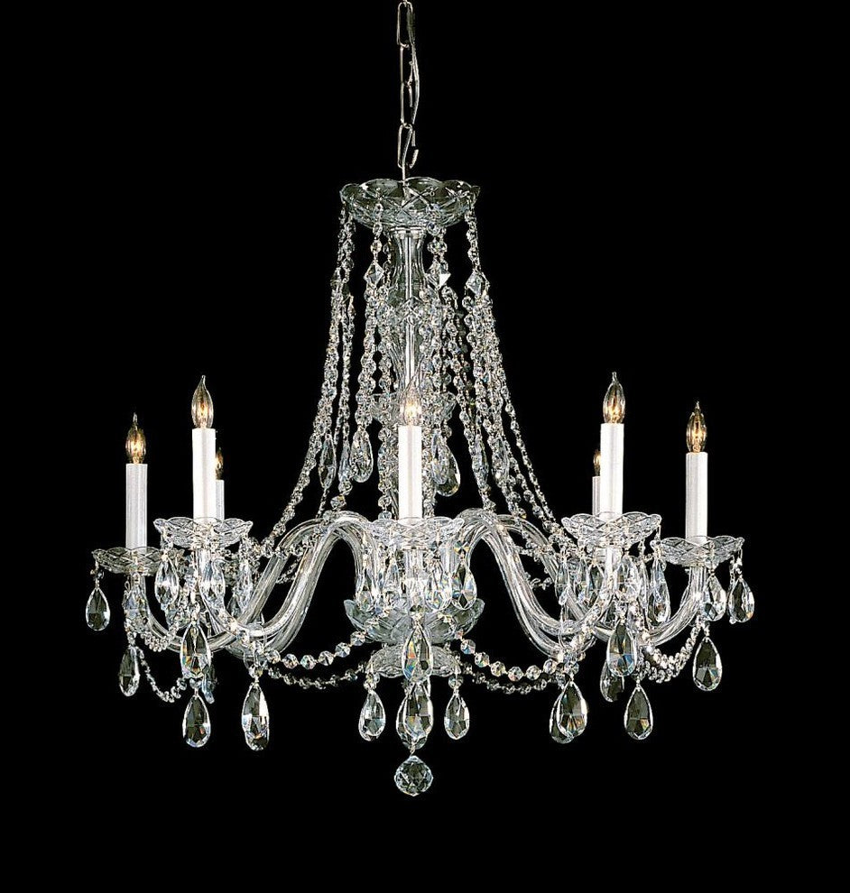 Traditional Crystal 8-Light Chandelier, Polished Brass Finish