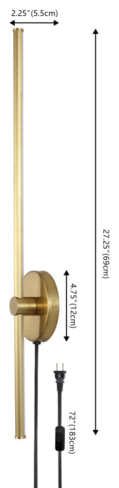 1-Light Modern Minimalist Iron Adjustable Bar Integrated LED Plug-In Sconce