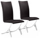 Set of Two Contempo Slim Brown Faux Leather and Stainless Dining Chairs