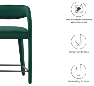 Howkin Counter Stool Performance Velvet, Set of 2, Green