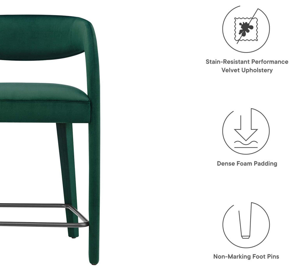 Howkin Counter Stool Performance Velvet, Set of 2, Green