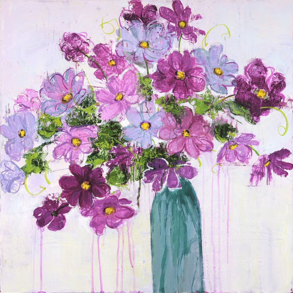 "Happy Blooms" by Julie Joy Painting Print Wrapped Canvas, 40x40