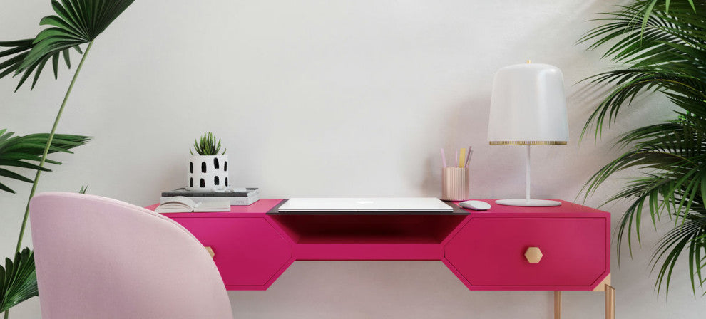 TOV Furniture Bajo Pink Lacquer Desk