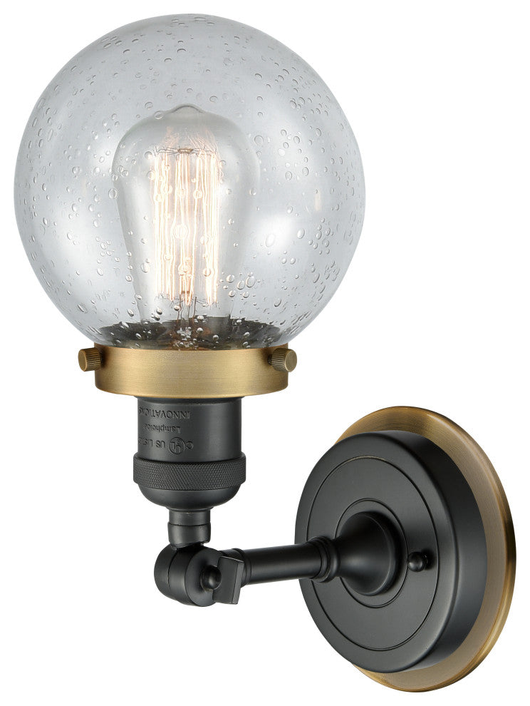 INNOVATIONS LIGHTING 203BK-BPBB-HRBB-G204-6 Beacon 1 Light 6 inch Sconce