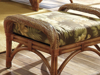 Caneel Bay Ottoman, Cinnamon, Botanical-Fern Fabric