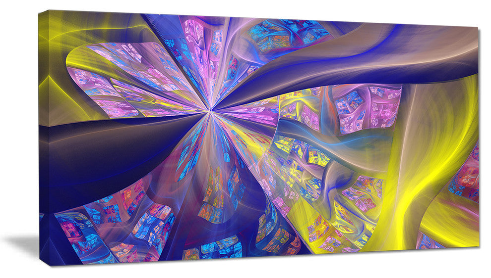 Purple Yellow Fractal Curves, Abstract Canvas Art Print, 32x16