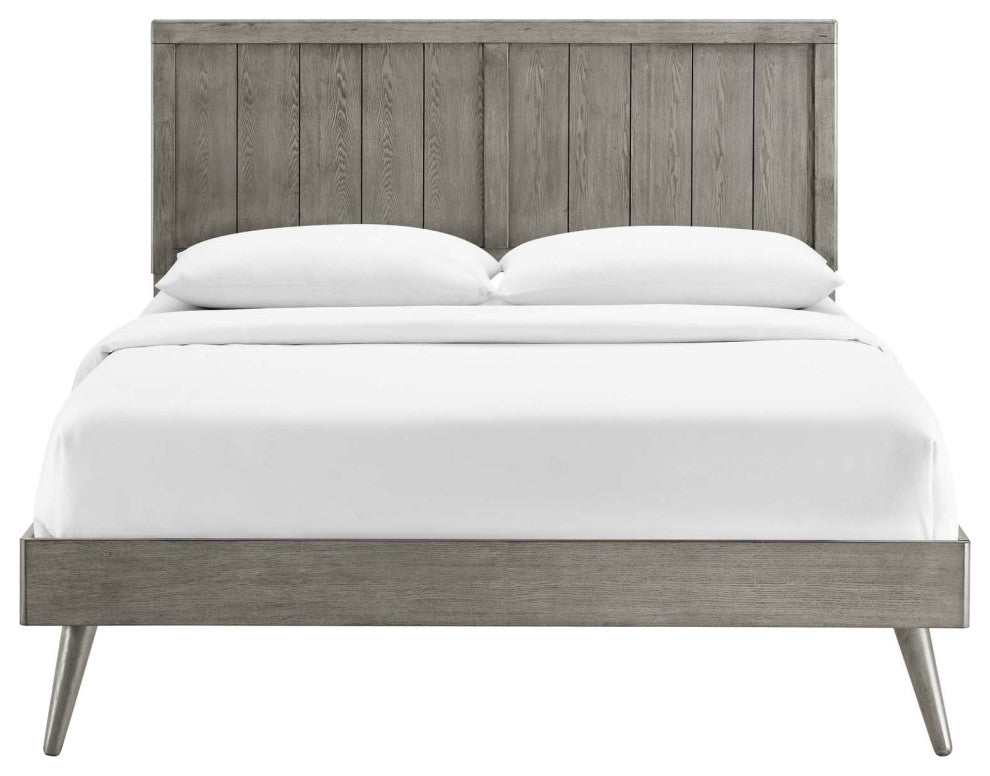 Alana Full Wood Platform Bed With Splayed Legs MOD-6619-GRY