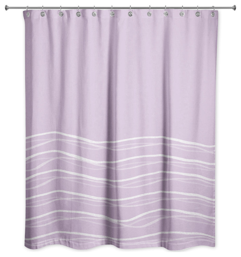 Wavy Lines On Purple 71x74 Shower Curtain