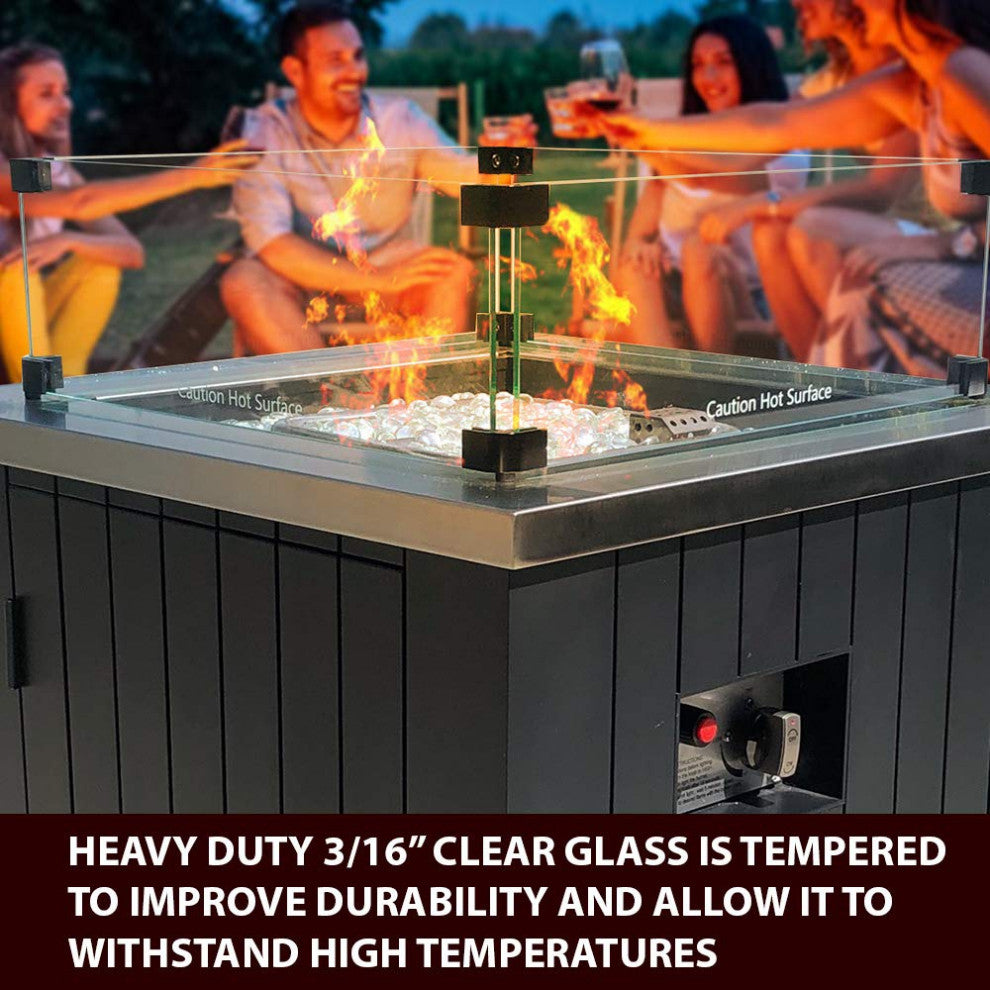 EvFires 24" Aluminum Propane Fire Pit Table, Fire Pit With Windguard