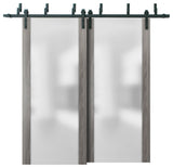 Closet Glass Barn Bypass Doors 60 x 80 & Hardware | Planum 4114 Ginger Ash
