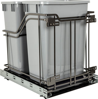 STORAGE WITH STYLE Â® Metal Double Trashcan Black Nickel with Grey