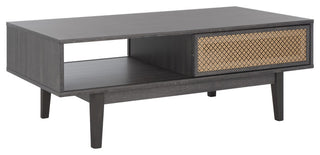 Safavieh Ceu 2 Door Coffee Table, Distressed Black/Gold