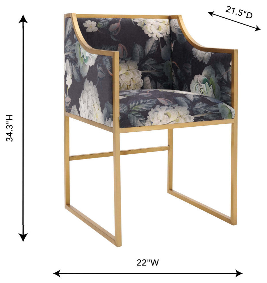 Atara Floral Velvet Gold Chair