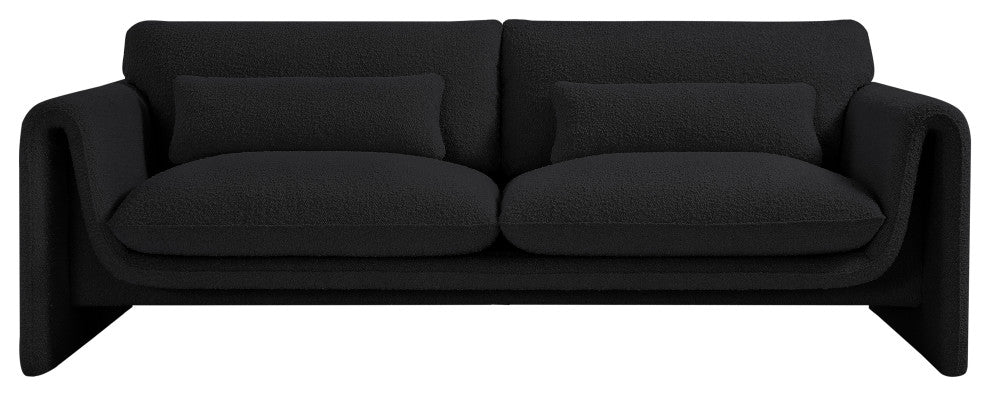 Stylus Boucle Fabric Upholstered Sofa, Black
