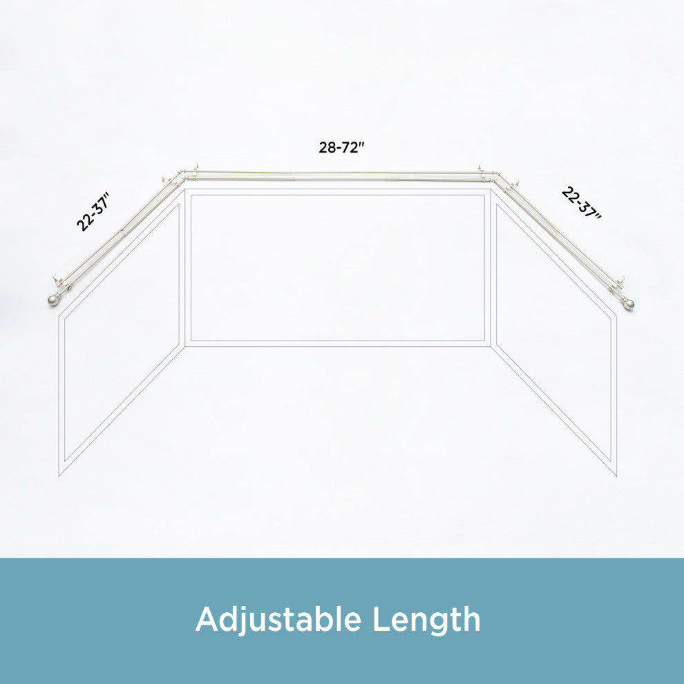 KenneyÂ® Bryce 3/4" Decorative Bay Window Double Curtain Rod, Brushed Nickel