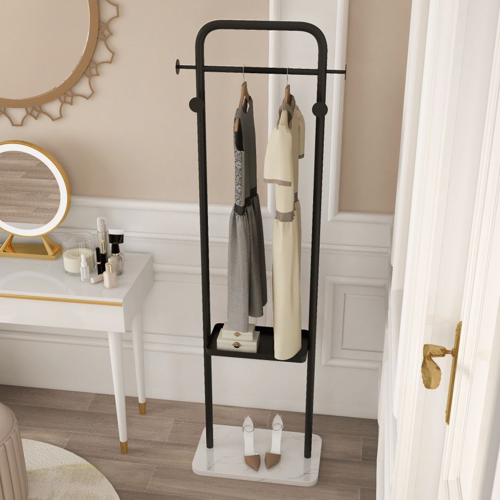 66" Modern Freestanding Rail Cloth Rack with Marble Base