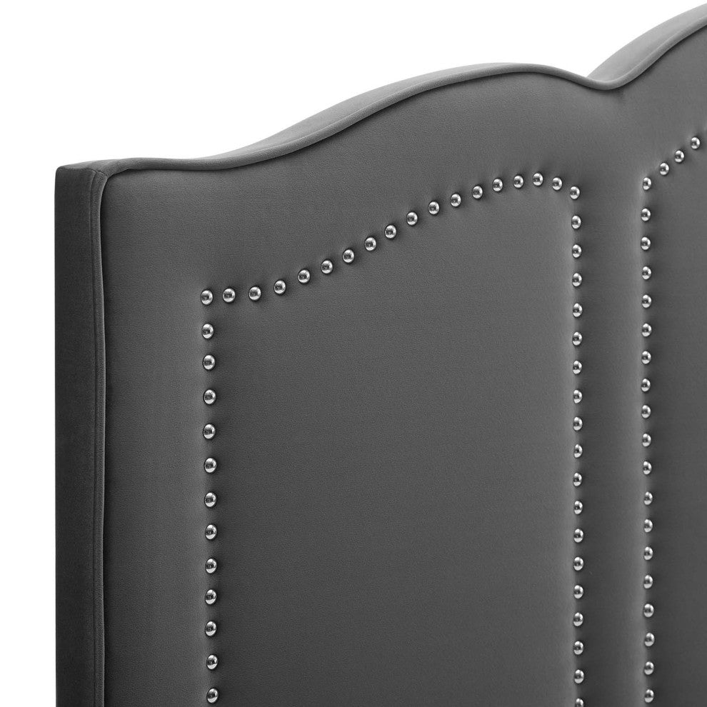 Cecilia Full/Queen Performance Velvet Headboard-Charcoal