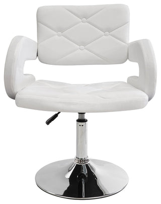Vera Diamond Tufted Vanity Chair, White Velvet