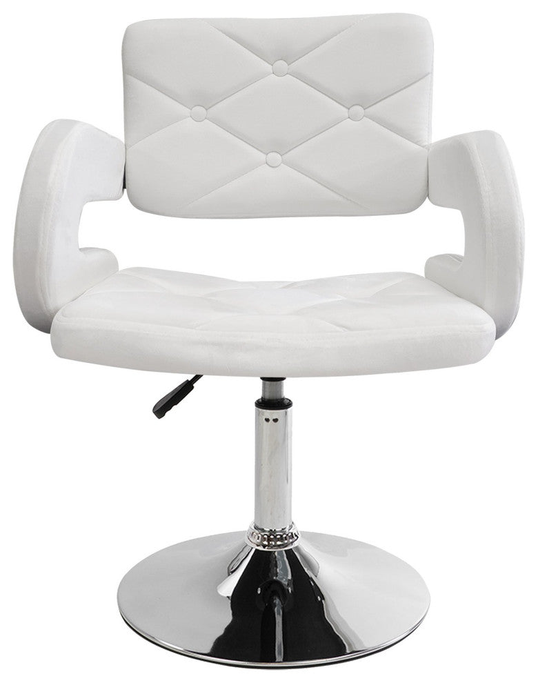 Vera Diamond Tufted Vanity Chair, White Velvet