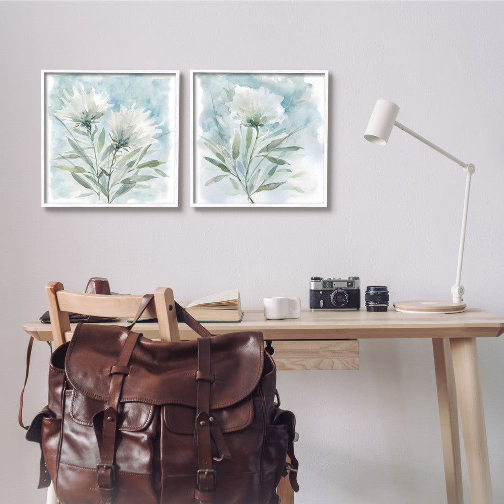 Soft Spring Flower Still Life White Watercolor Florals,17 x 17