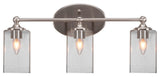 Capri 3-Light Bath Bar, Brushed Nickel/Square Clear Bubble