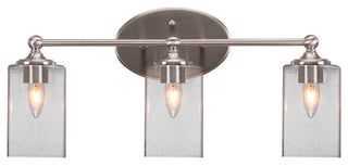 Capri 3-Light Bath Bar, Brushed Nickel/Square Clear Bubble