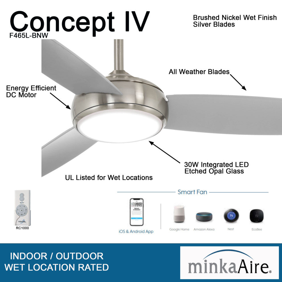 MinkaAire Concept IV Concept IV 54" 3 Blade Indoor / Outdoor - White