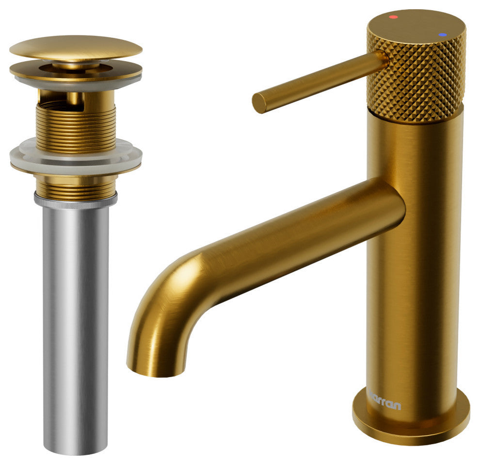 Karran 1-Handle 1-Hole Bathroom Faucet With Pop-up Drain, Gold