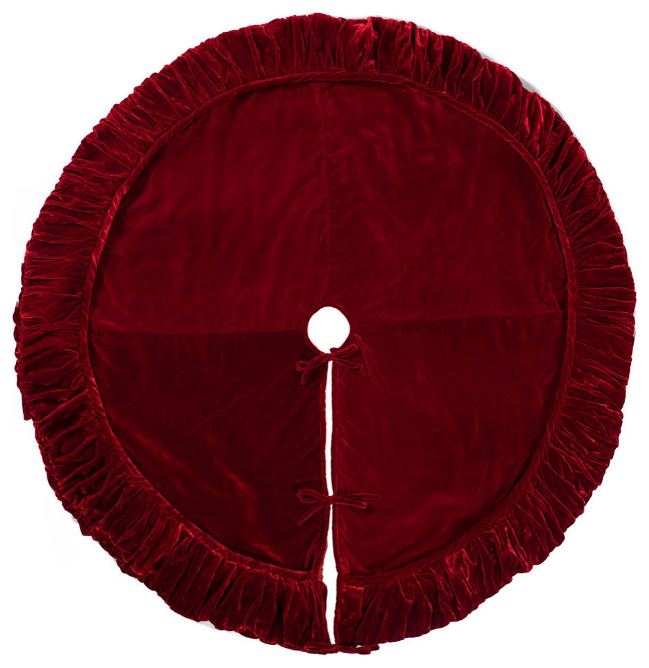 Vickerman 84" Plush Red Velvet Treeskirt - QTX17753