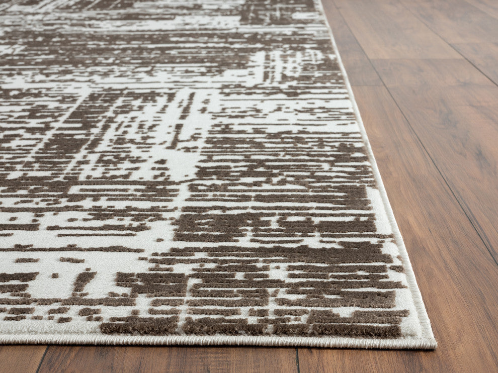 Abani Aspen Collection ASP110B Contemporary Beige Grid Area Rug